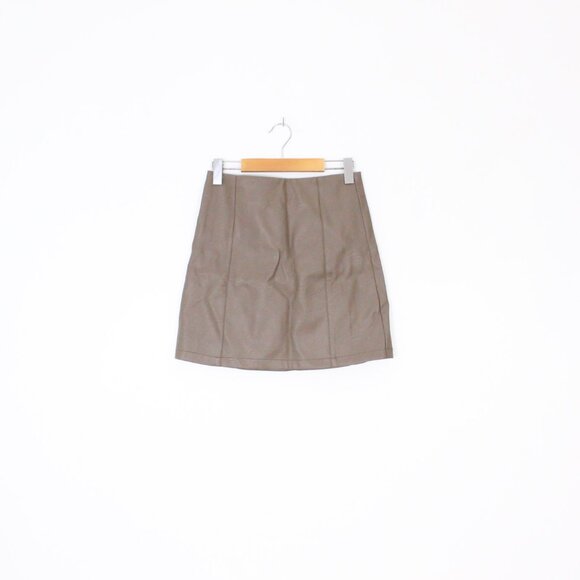 *Eclipse Beige Faux Leather Mini Skirt - Picture 7 of 7